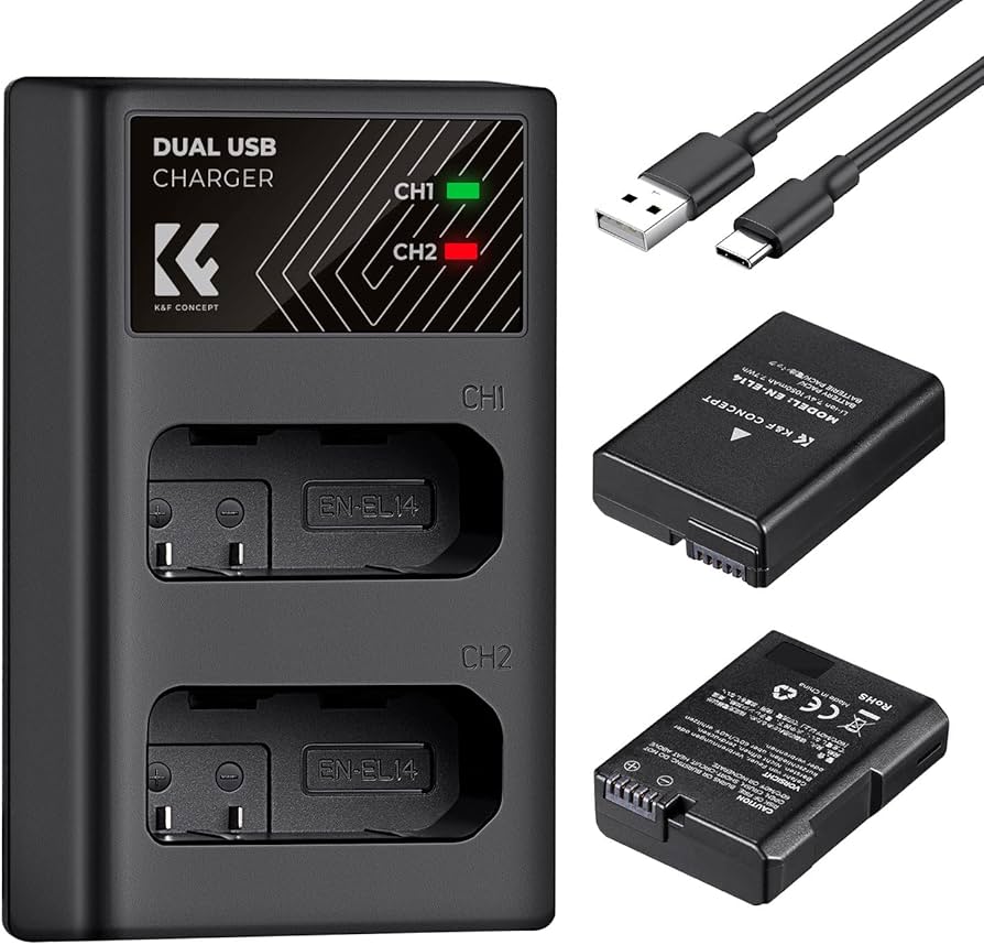 E- K&F EN-EL14 2Baterias 1Cargador