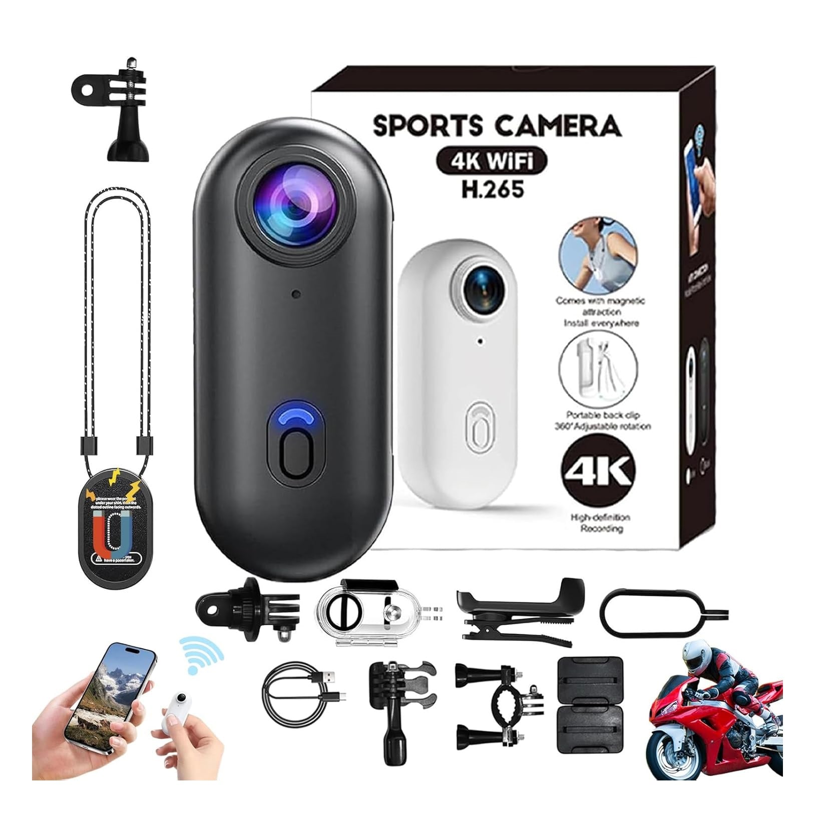 E- Cámara de acción para pulgar 4K