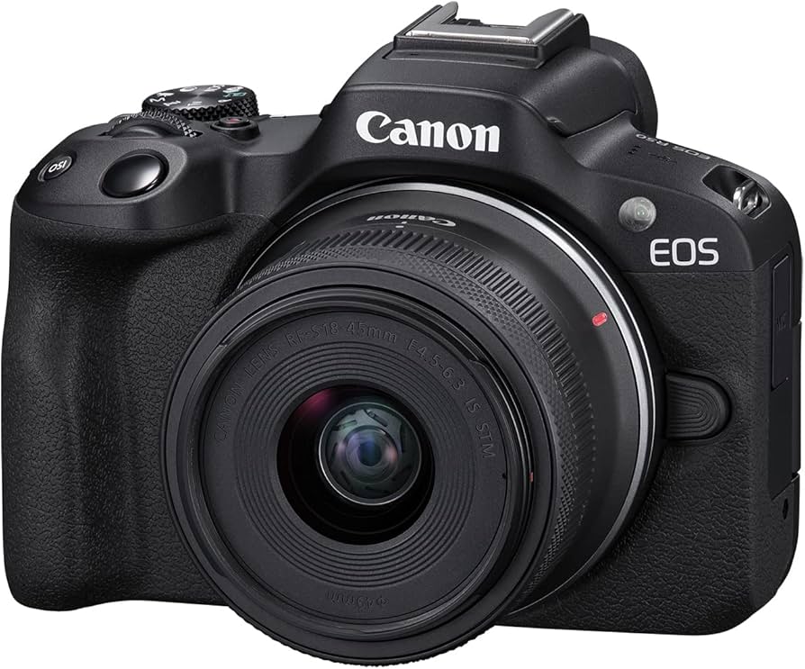 E- CANON EOS R50 MIRRORLESS CAMERA con RF-S 18-45MM 55-210MM