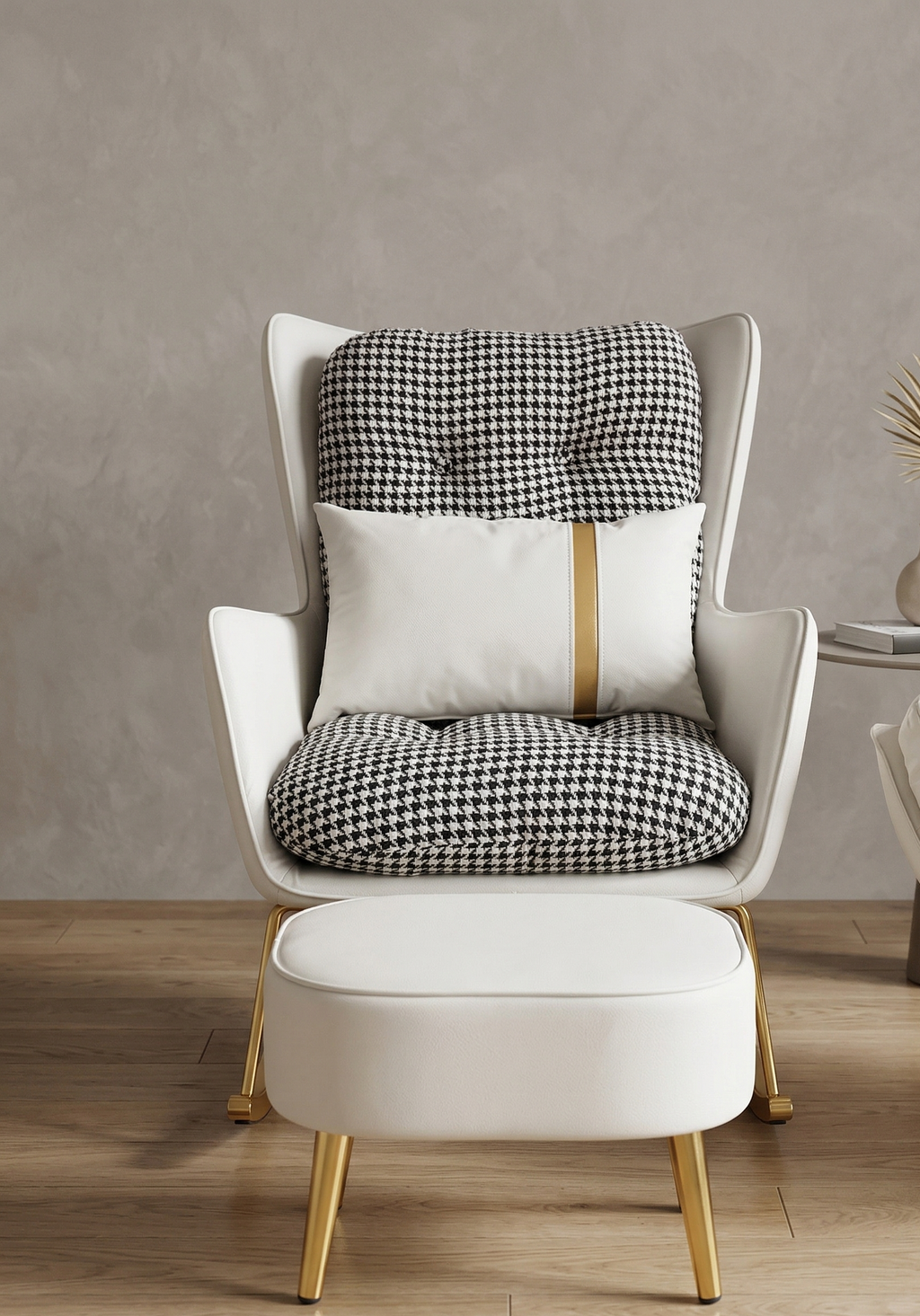 A- Mecedora con soporte de pies Beige