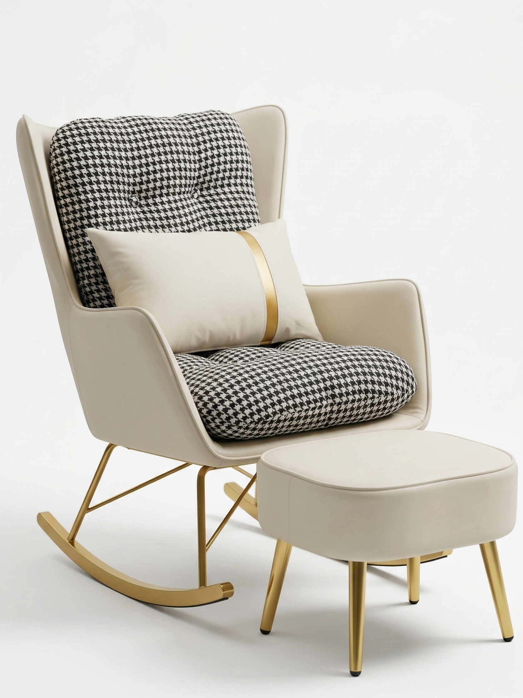 A- Mecedora con soporte de pies Beige