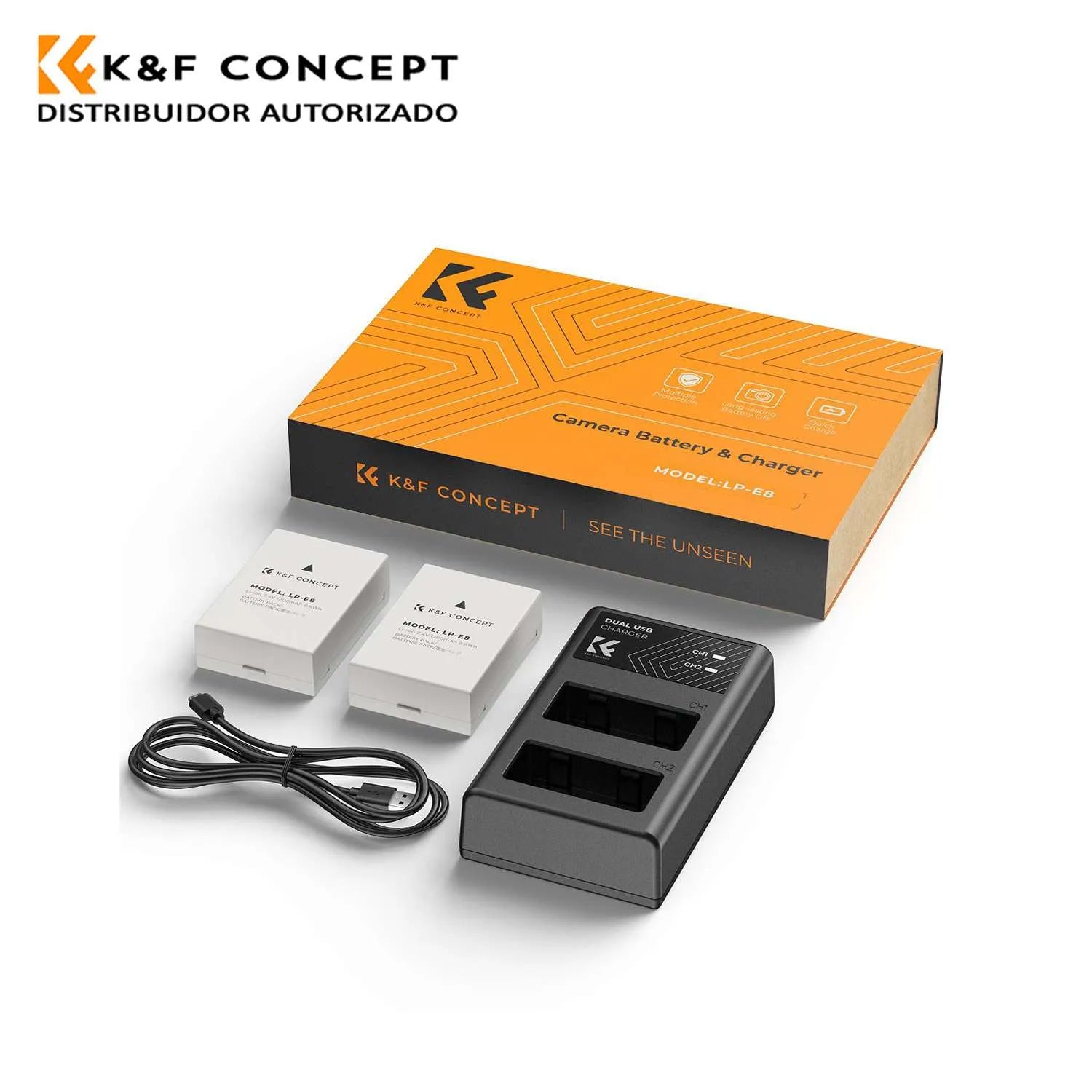 E- K&F LP-E8 2Bateria 1Cargador